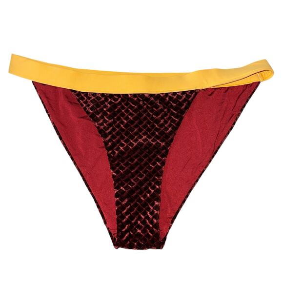 Onia Bikini Swimsuit Velvet Two Piece Laila Marigold Burgundy - Picture 4 of 11